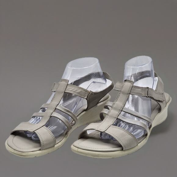 ECCO Felicia Ankle Strappy Sandal Gravel Leather Size 42 (11-11.5M US) - Picture 5 of 8